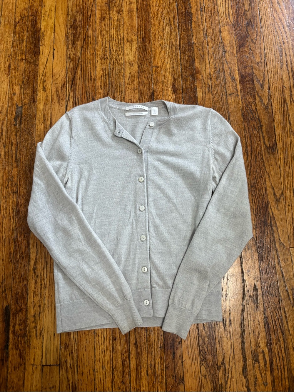 Trenery Light Gray Button-Front Women's Cardigan
